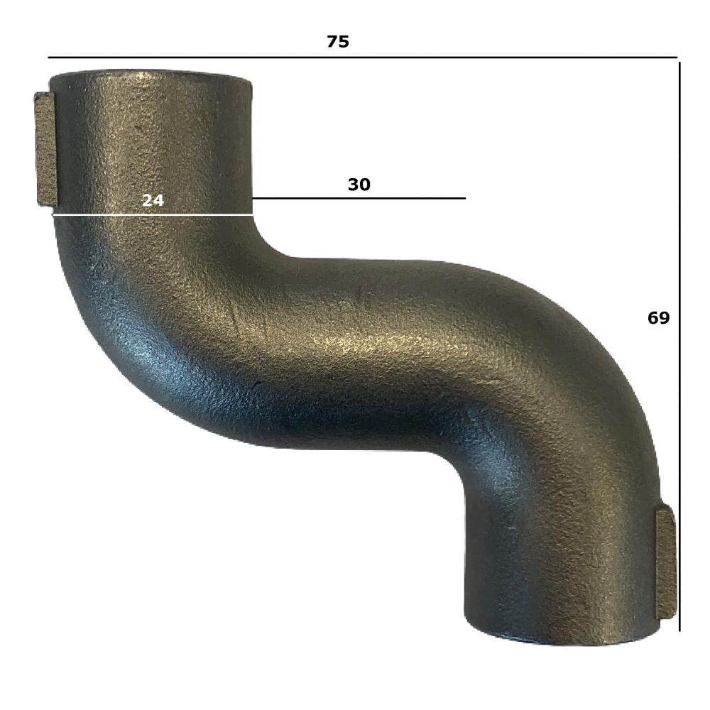 S-Bogen aus Edelstahl mit Maßangaben Edelstahl-S-Bogen 1/2" mit Maßangaben